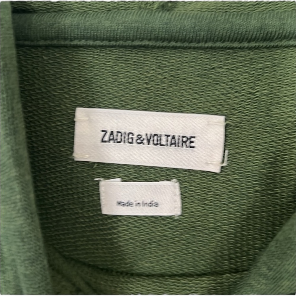Zadig & Voltaire Hooded Sleeveless Rock & Roll Olive Dress Distressed Medium - Picture 3 of 13